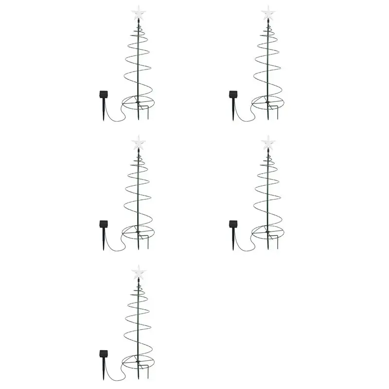 

【EFFICIENT 】5X Solar Christmas Trees Lights LED Outdoor Garden Christmas Lamp String Waterproof For Patio Walkway Light Color Li