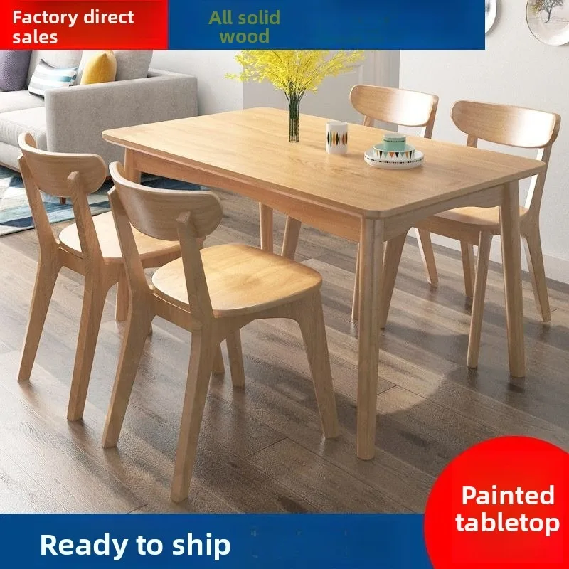 

Nordic Solid Wood Dining Table And Chair Set Modern Minimalist For Small Home Rectangular Dining Room Table Everyday Use