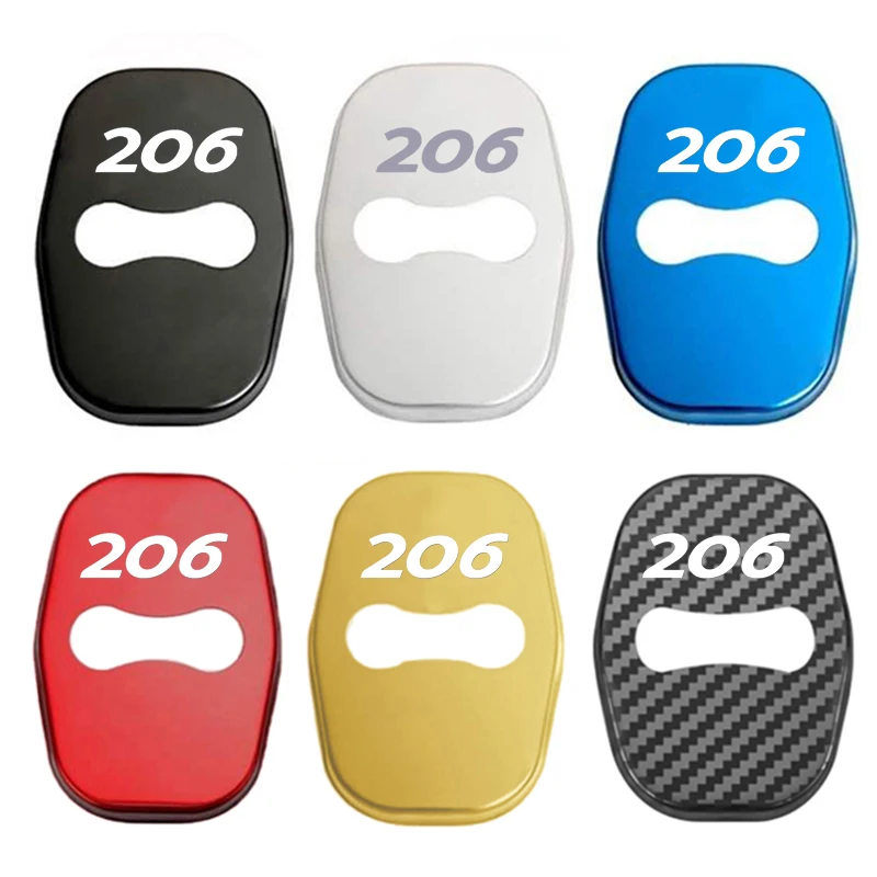 Stainless Steel Car Door Latch Protective Decal for Peugeot 206 Decoration Styling Anti Rust Buckle Cover Interior Accessories