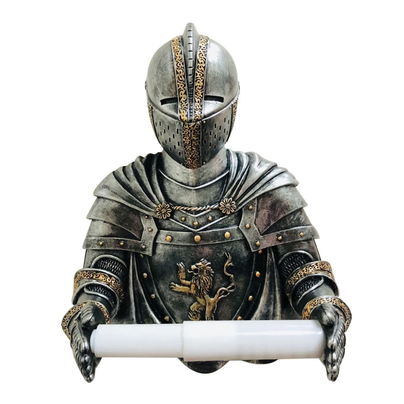 New Statue Knight Single Roll Tissue Holder Wall Mounted Toilet Paper Dispenser Gothic Bathroom Decor Paper Towel Holder