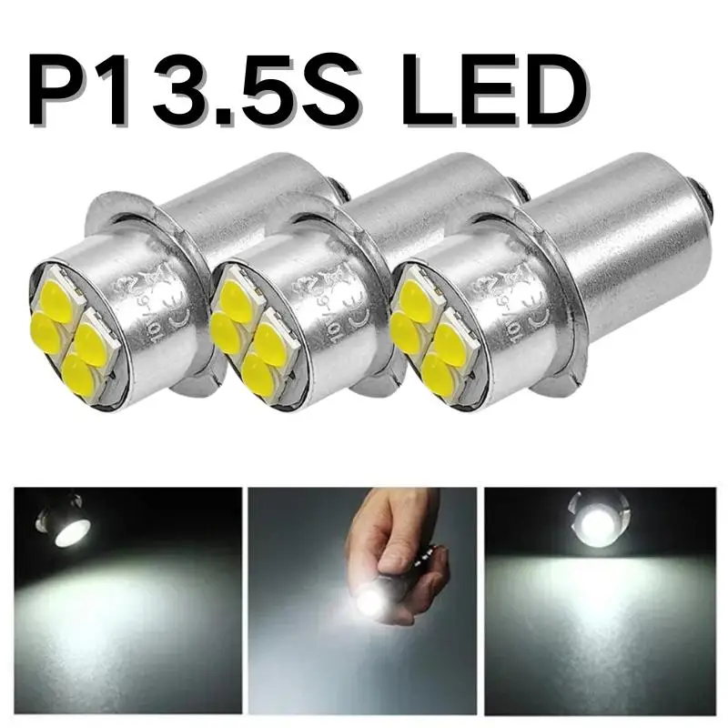 Lámpara indicadora de bombilla LED de alto brillo P13.5s, Mini luz blanca de repuesto para linterna, lámpara de trabajo para bicicleta, disipación de calor