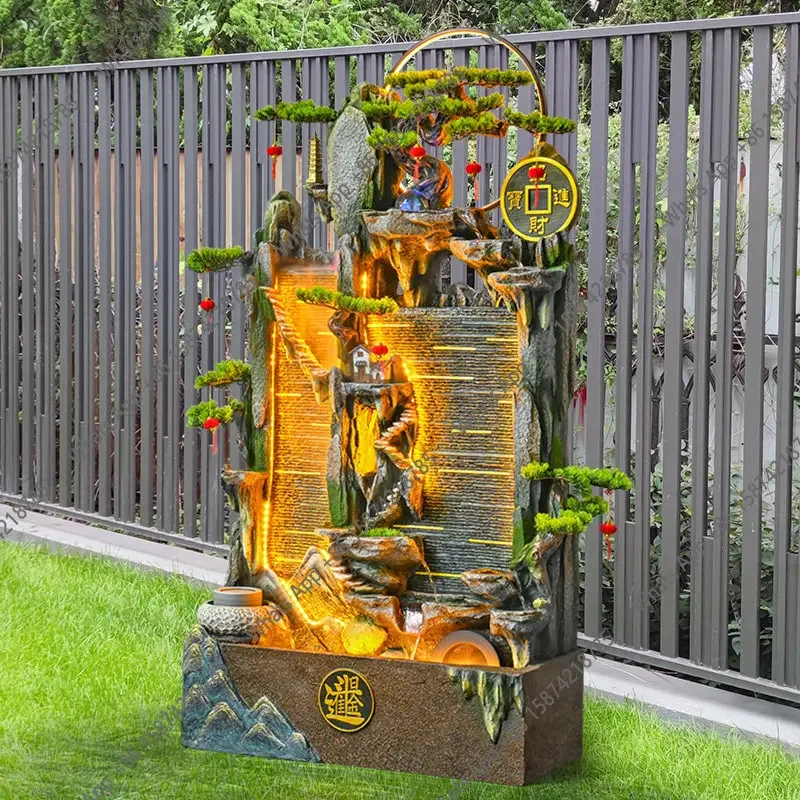 N65 Flowing water wall courtyard water curtain wall flowing   circulating water ornament landscape landing rockery
