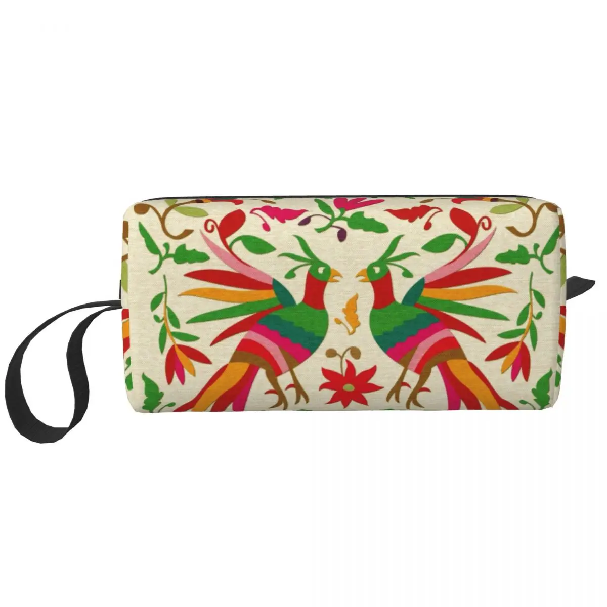 

Otomi Birds Mexican Flowers Embroidery Cosmetic Bag Women Cute Folk Floral Texture Makeup Case Beauty Storage Toiletry Bags