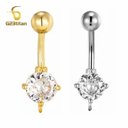 1PC Golden Silver Color 14G 6-16mm Length Curved Barbell Belly Button Parts Titanium or Steel Piercing Jewelry Navel Accessory