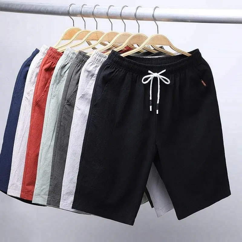 

Summer Ice Silk Five-Quarter Men's Casual Beach orts Mid-Waist Straight Leg Polyester Spor Lightweight Breathable Pants