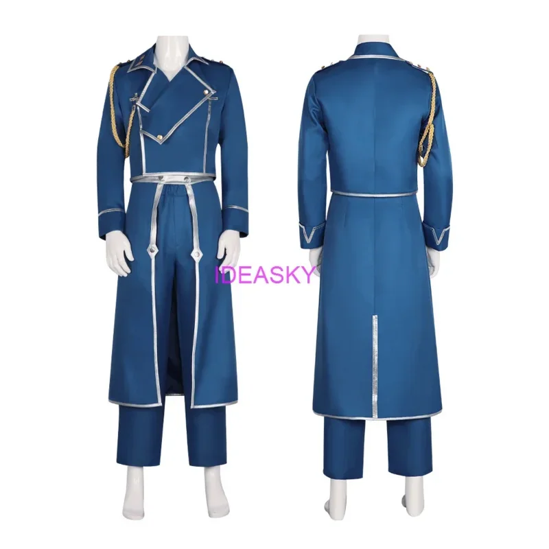 Fullmetal alchemist cosplay roy curl Mustang Cosplay Costumes Medieval Military Uniform Suit Jacket Coat Gloves Anime Cosplay MN