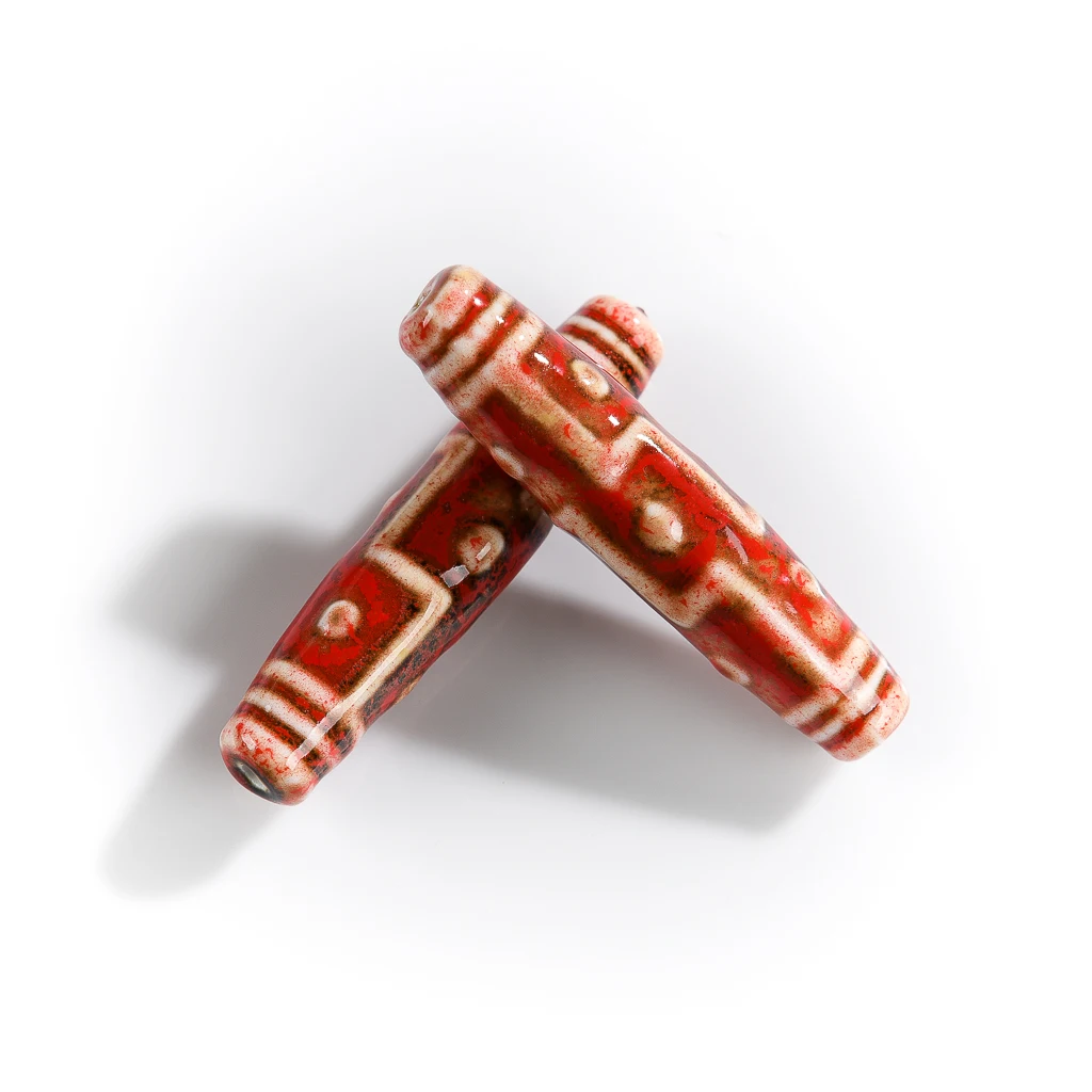 70#2pcs Big Retro Pottery Beads  Exquisite Special Ancient Civilization Abstract Art Ceramic Jewelry Part For Necklace #XN091