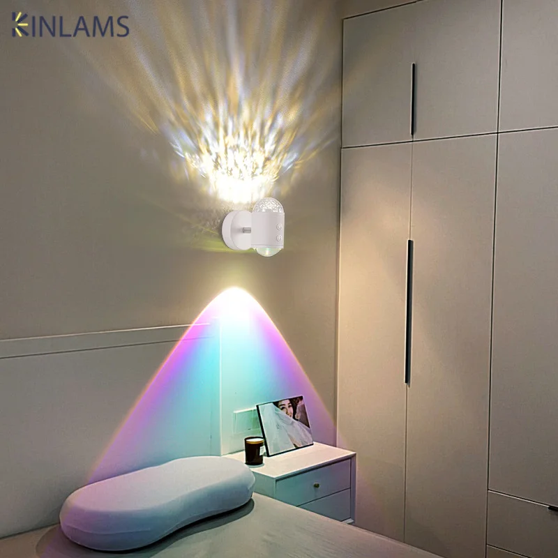 

Water Ripple Sunset Red Double Head Remote Control Wall Light Indoor Porch Background Wall Atmosphere Sense Wall Light
