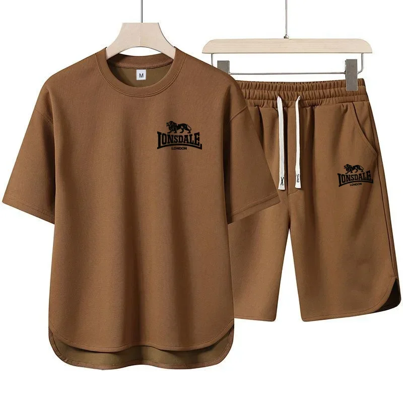 

2025 New Cross-border New Summer Men's casual sports T-shirt + Outdoor jogging Shorts 2-piece fashionable European bestseller