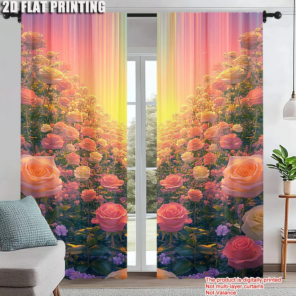 

2Pcs Contemporary Rod Hole Curtains Versatile For Bedroom Living Room Kitchen Office Decor Machine Washable Polyester Sun
