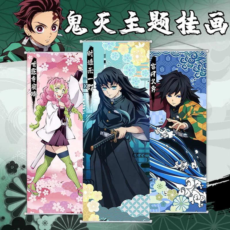 

New Hot Demon Slayer Hanging Paintings Reel Long Cartoon Kamado Nezuko Poster Wall Decoration Holiday Gifts Anime Peripherals