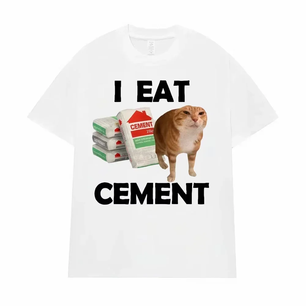 Ich esse Zement Verfluchtes Katzen-T-Shirt Lustiges Meme-Grafik-T-Shirt Mode Lässiger Humor Vintage T-Shirts Streetwear Damen Sommer – Detail 2