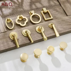 Handles Drawer Cabinet Furniture Kitchen Handles for Cabinet Knob Door Drawer Furniture Kitchen Golden Single hole Rings Knob