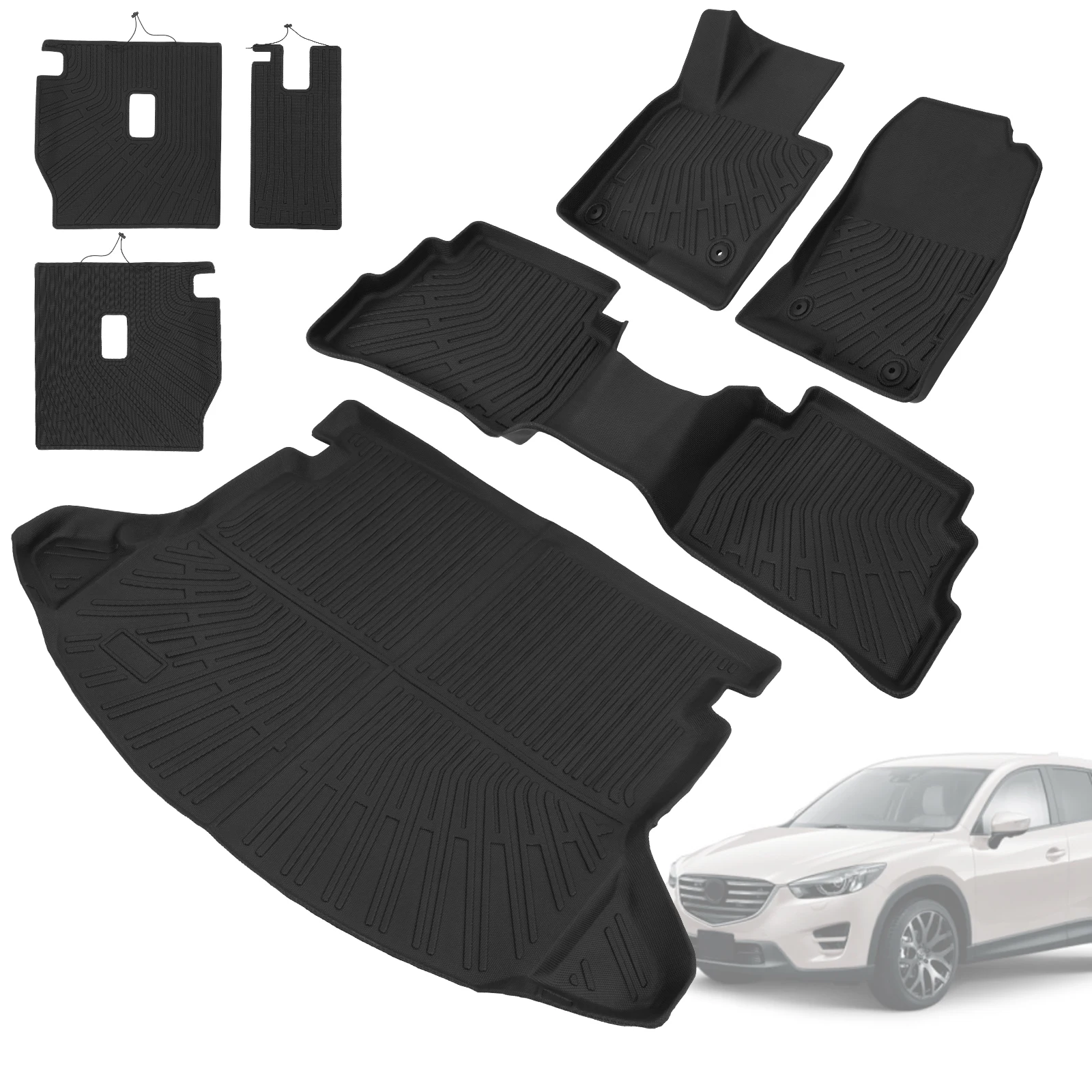 

Cargo Liner Seat Back Covers Protectors Car Floor Mats Cargo Liner Trunk Pad Replacement for Mazda CX-5 2017-2025 Accessories