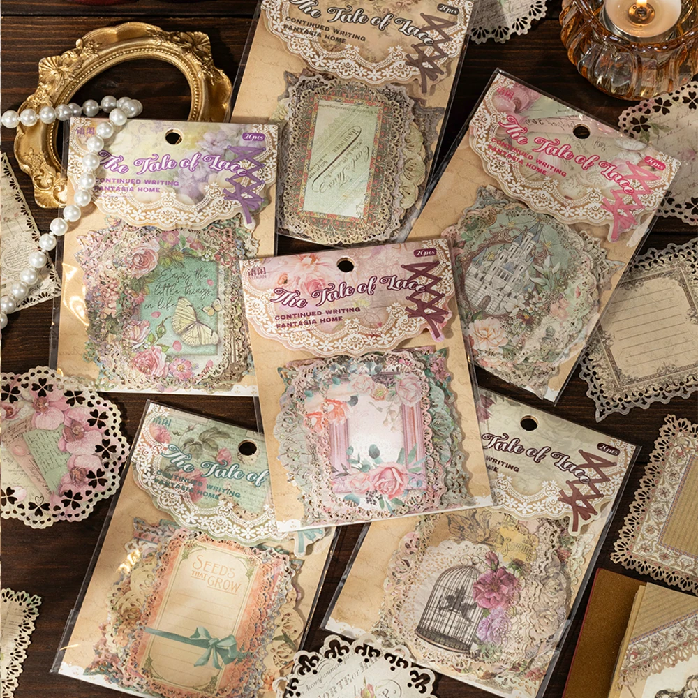 Mr. Paper 6Style 20Pcs/bag Skeleton Sticky Notes Material Paper for DIY Handbook Phone Case Photo Frame Scrapbook Decoration