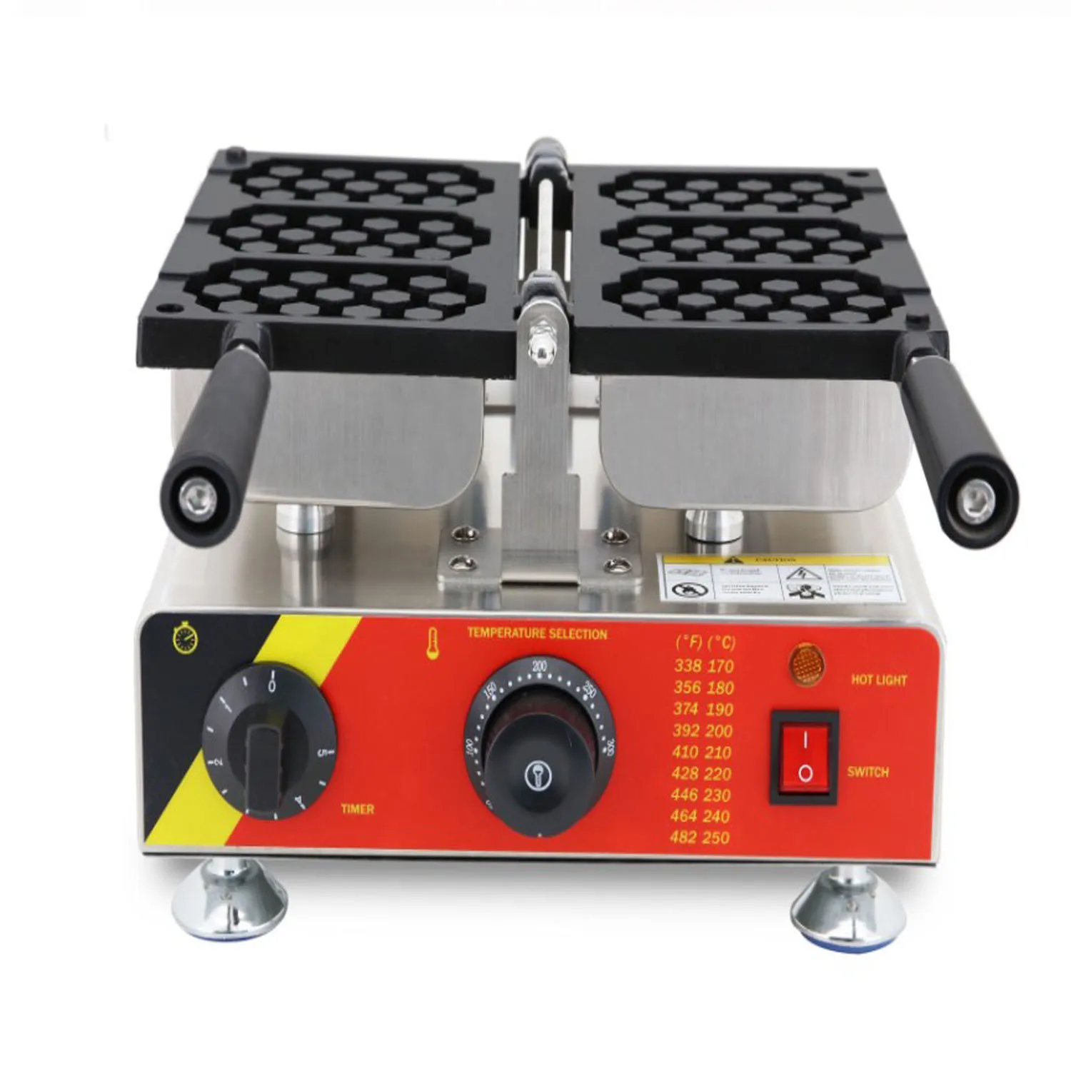 เครื่องทำวาฟเฟิลแบบรังผึ้งไฟฟ้า3ชิ้นใช้ในเชิงพาณิชย์เครื่องทำวาฟเฟิลแบบแท่ง220V 110V กระทะเหล็ก