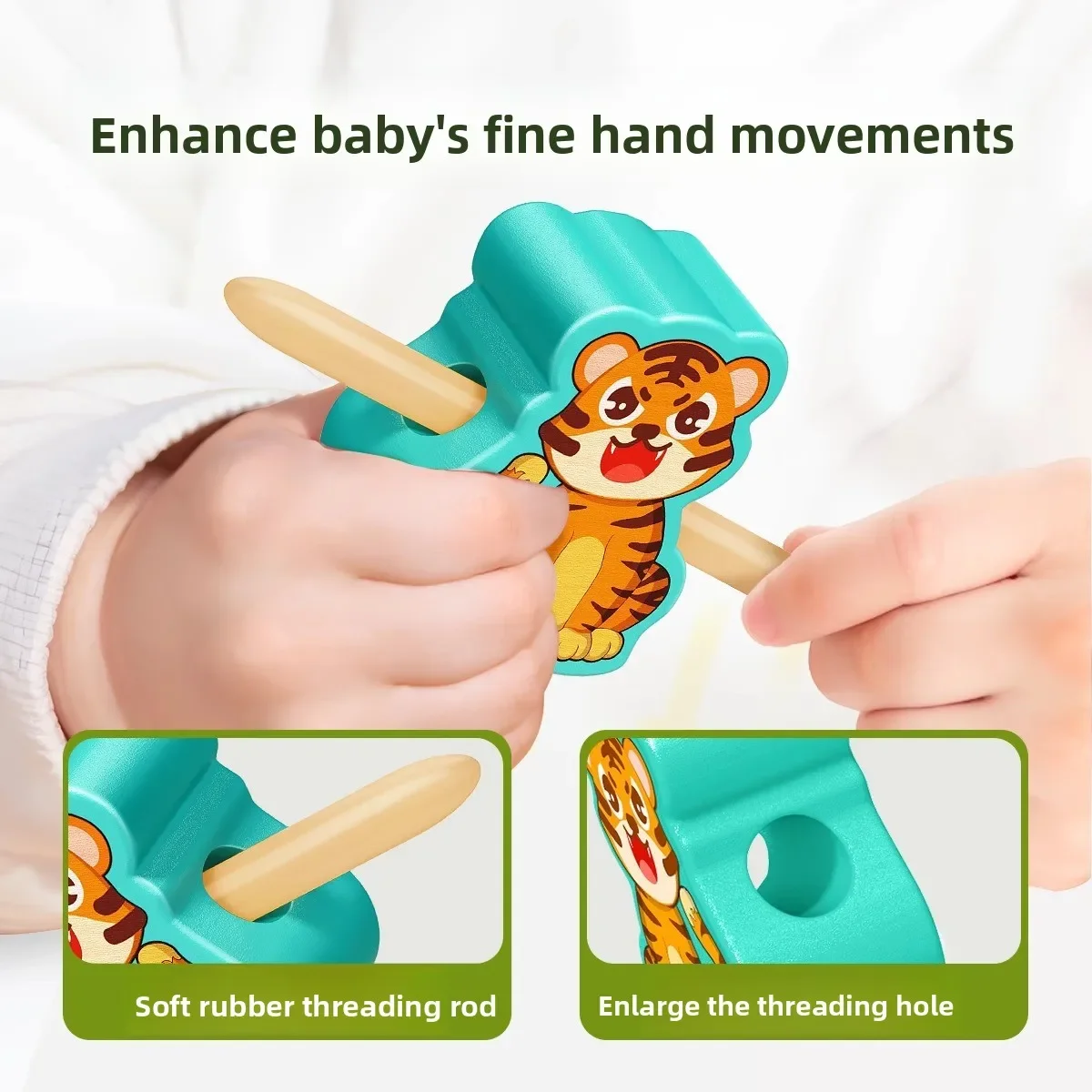 Children's Beaded Educational Brain-Training Hands-On Focus Stringing Montessori Early Education Large Particle Toy