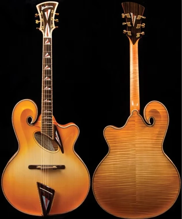 

18 Inch Yunzhi Fully Handmade Solid Wood Mandolin Style Archtop Guitar with 6 Strings Maple Top Ebony Fingerboard