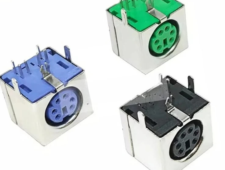 PS2 6-pin socket purple, green, black 6-pin mouse socket keyboard female connector S-Video full-cover six-pin 2pcs