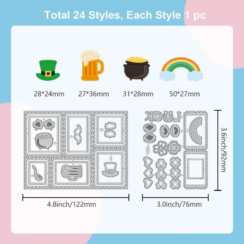 2pcs Saint Patrick\'s Day Postage Frame Cutting Dies for Card Making Metal Stamp Frame Die Cuts Cutting Dies Templates