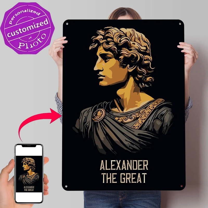 Alexander the Great Bust Printed Poster Customized Wall Art Retro Vintage Metal Tin Signs for Decoration Garage Decorations Room