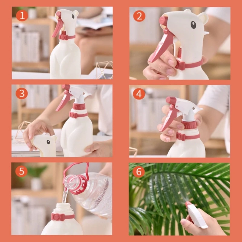 2 in 1 Watering Can Pressure Cartoon Watering Spray Bottle Adjustable Sprayer for Plant Flower