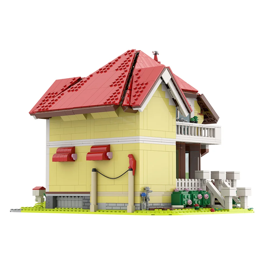 MOC الكرتون منزل اللبنات كيت DIY فكرة شقة أنيمي الأسرة منزل الطوب لعبة الكبار هدية