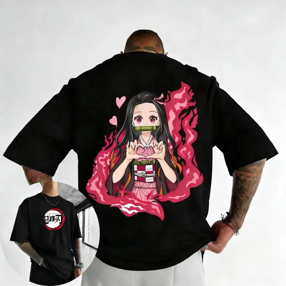 Demon Slayer Anime Printed Men and Women T-shirt Couple Street Summer Oversized Fashion Casual Parent Child Top Harajuku Y2K