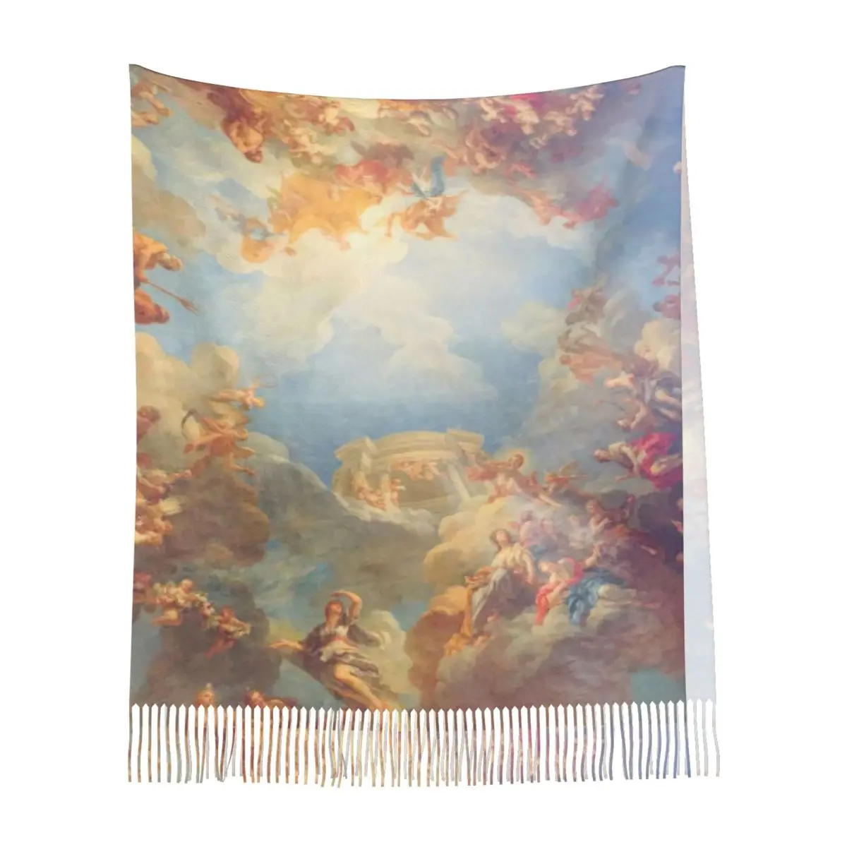 ديكور السماء الدرامية عصر النهضة الملائكة وشاح مربع شرابة الأوشحة النساء شالات دافئة لينة ويلتف طويل الخريف الشتاء شال التفاف