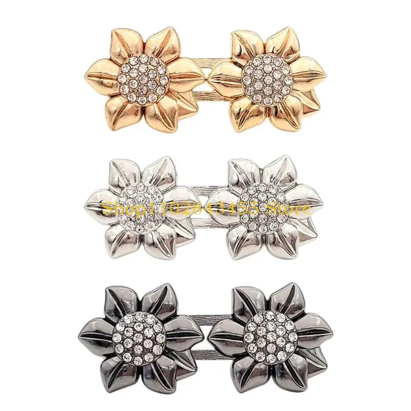 

49MC Rhinestones Decorated Fastener Waist Tightener Alloy Detachable Clothing Accessory