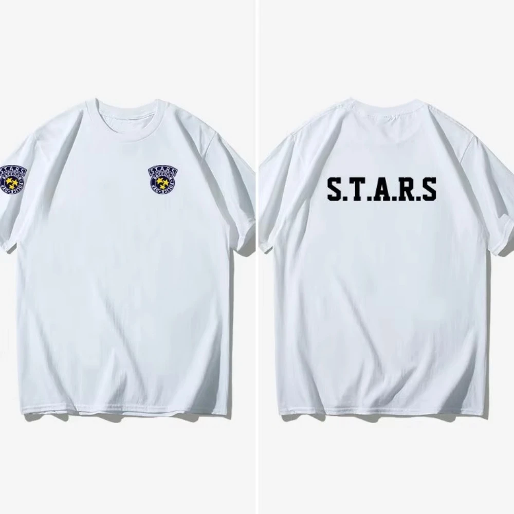 2026 New Unisex Oversized Crew Neck T-Shirt STARS Resident Evil Gaming Tactical Military PrintVintageStreetwear Short Sleeve Tee