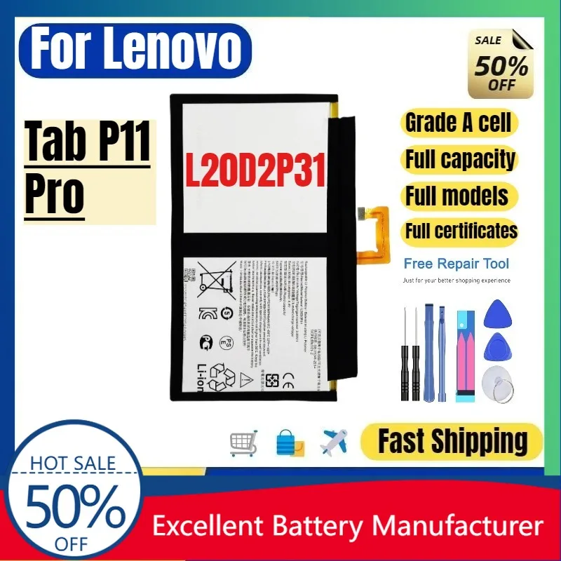 0 Cycle L20D2P31 Battery for Lenovo Tab P11 Pro TB-J706F High Quality High Capacity Replacement Lithium Polymer Bateria & Tools