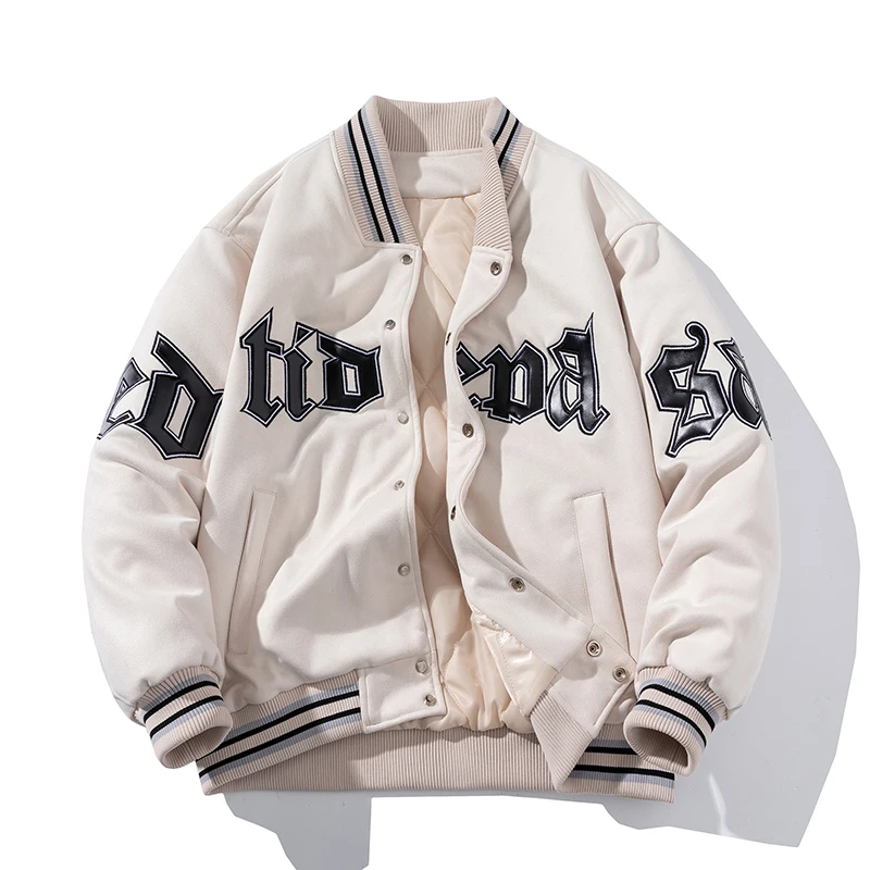 

Мужская замшевая хлопковая куртка-бомбер в американском ретро-стиле с вышивкой, утепленная, осенне-зимняя модная верхняя одежда