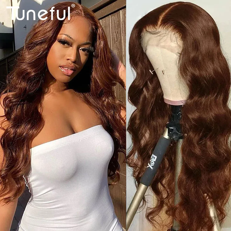 13x6 HD Lace Front Wigs 4# Chocolate Brown Fall Season Colored Human Hair Wigs Body Wave Color Human Hair Wigs Lace Frontal Wigs