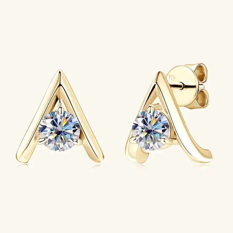 

2024 New Trend A-shaped Stud Earring for Women Certified 925 Sterling Silver 5mm Moissanite Earrings Fashion Jewelry Gift