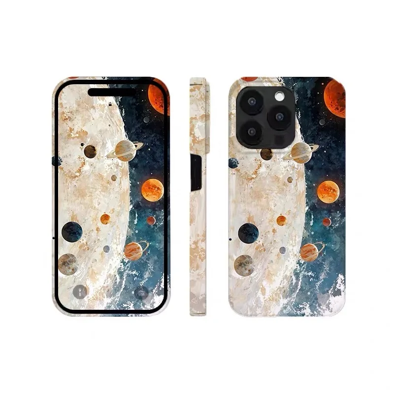 Ins Art Planet Oil Painting Phone Case for IPHONE 17 Air 16E 15 PROMAX 14 Plus 13 12 MINI 11 PRO 16Plus XR Acrylic Phone Cover