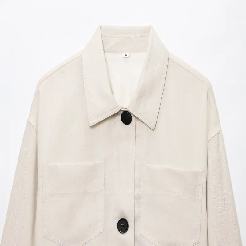 Sommer 2025, lockeres, vielseitiges Patchwork für Damen, Sve, gemischte Fasern, Jaet, Neuankömmling, Pendeln, Sle Ort, Mantelkragen, Knopf