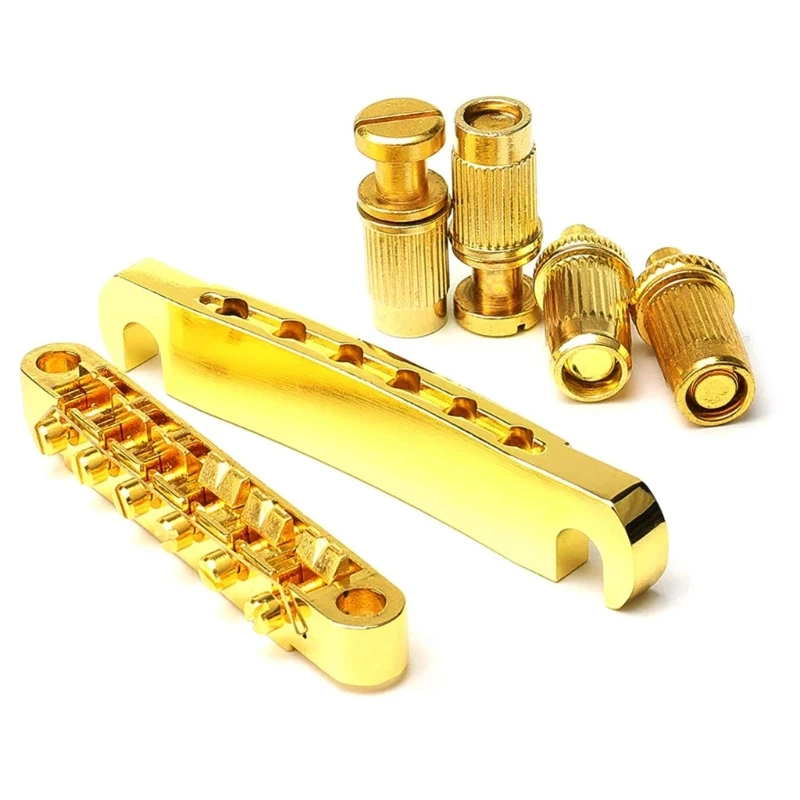 Electric Guitar Rollers Saddle Bridge Tune O-Matic Tailpiece Stud Set for Les LP Style Electric Guitar Replacement Parts