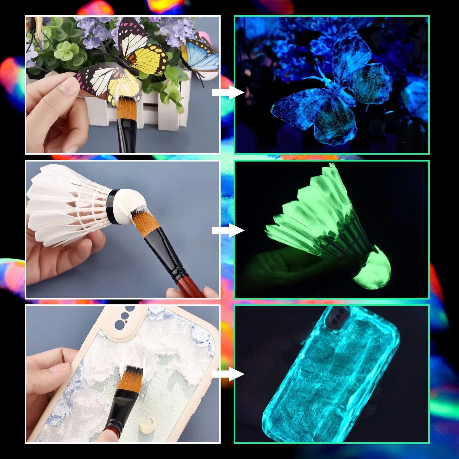 15/20g Dark Light Fluorescent Luminous Paint Epoxy Resin Pigment Glow In Dark Acrylic Paints For DIY Party Resin Supplies