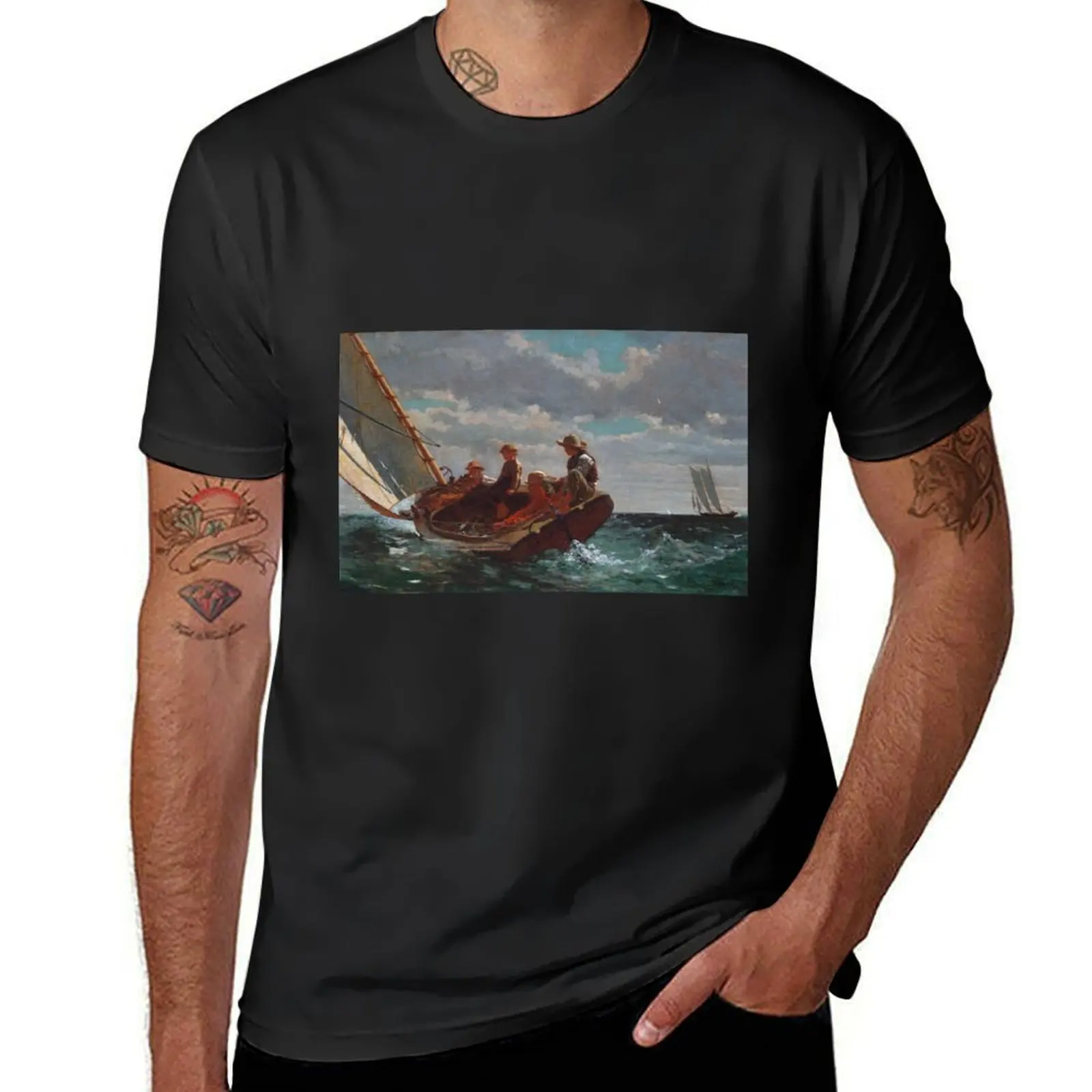 Breezing Up (A Fair Wind) by Winslow Homer (1873 - 1876) T-Shirt customs Blouse graphics mens t shirt