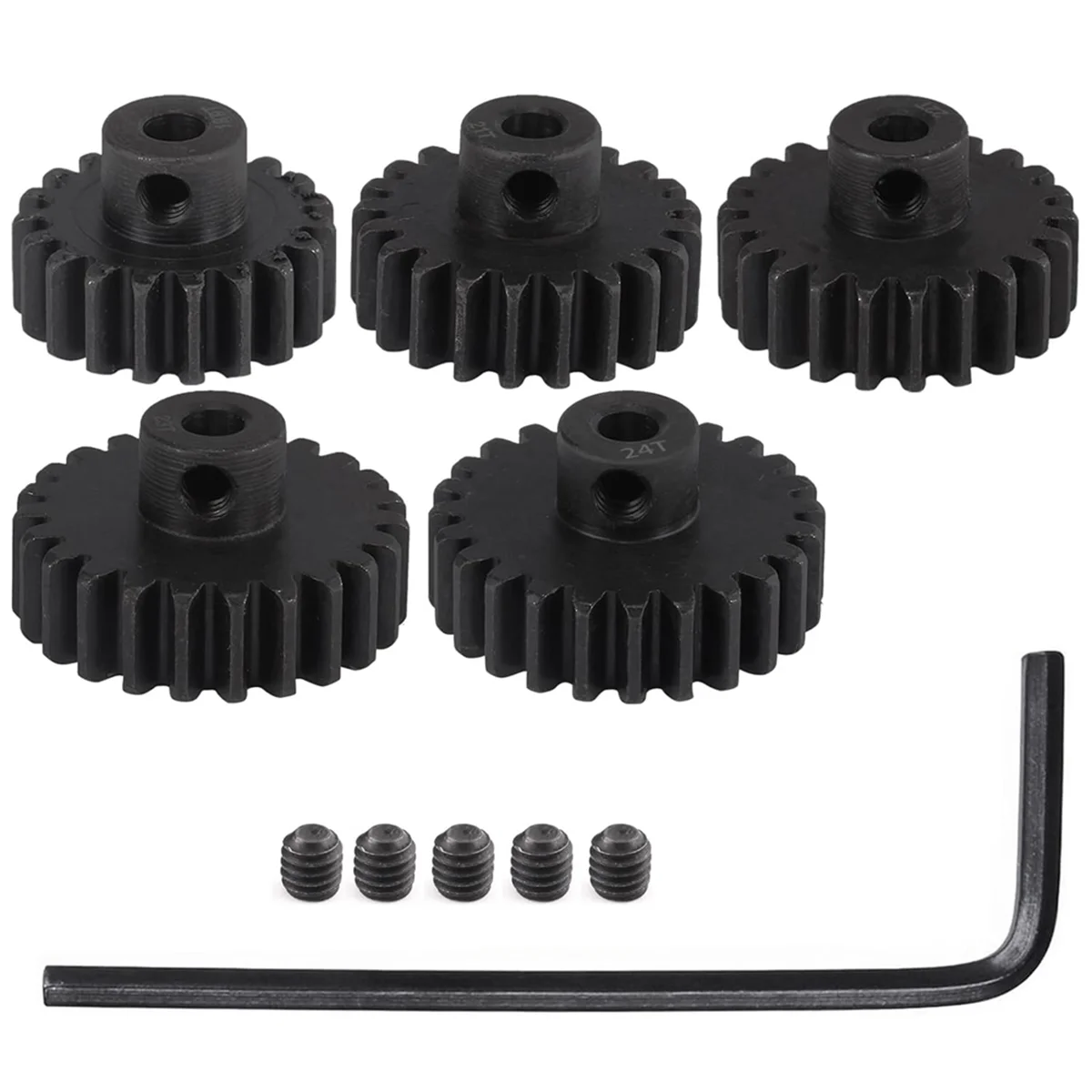 32P Hardened Steel Pinion Gear Set 1/8 Inch 3.175mm Hole 20T 21T 22T 23T 24T with Hex Key for RC Brushless Brush