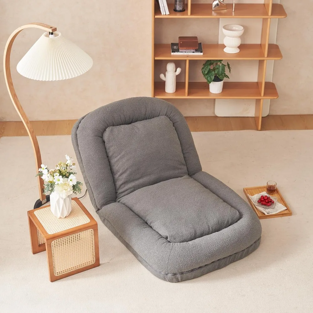 

18 Sections Adjustable Triple Fold Down Sofa Bed, Adjustable Floor Couch Sofa with Pillow,Upholstered Floor Bed for Living Room