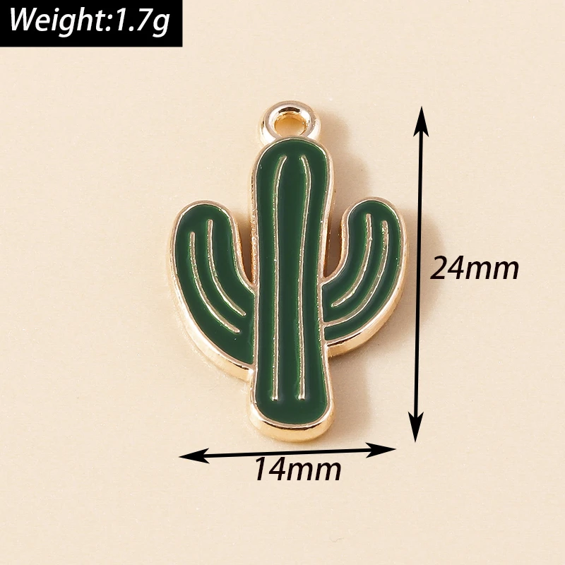 10 Stück niedliche gemischte Pflanzen-Kaktus-Anhänger, Emaille-Tier-Anhänger, Alpaka-Anhänger für die Schmuckherstellung, Halsketten, Ohrringe, DIY-Bastelarbeiten, Geschenke – Detail 9