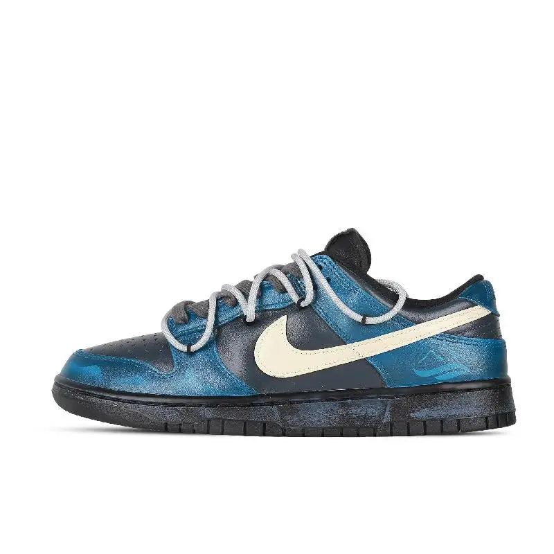 

[Custom Women's blue iceberg]Nike Dunk Skateboard Shoes Women's Low-Top Black Blue