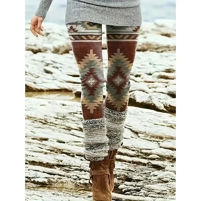 

New Fashion Plus Size Women's Casual Printed Leggings Bohemian Printed Leggings