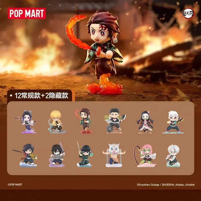 Image of POPMART Demon Slayer Kimetsu No Yaiba Kampfserie Blindbox Original Spielzeug Überraschungstüte Mystery Box Puppe Anime Figur Dekoration