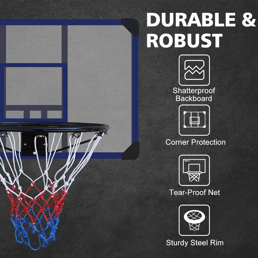 Robuster Outdoor-Basketballständer mit Klappkorb, 35 x 24 bruchsichere Rückplatte, Allwetter-Mesh-Konstruktion