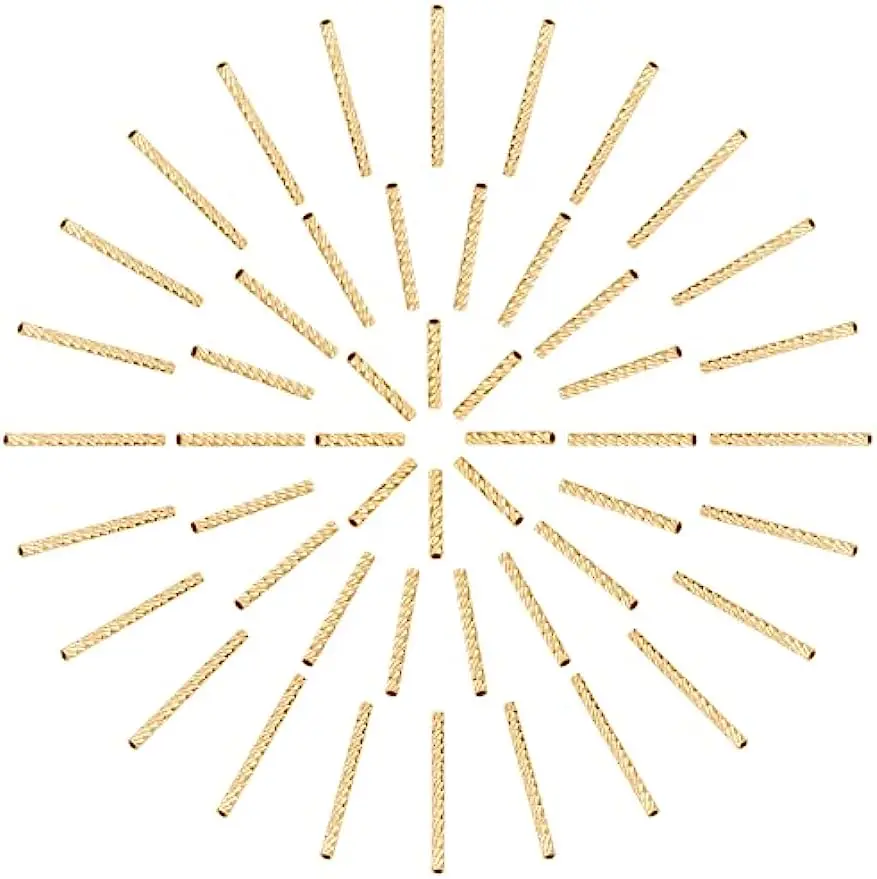 

90pcs Tube Beads 18K Gold Plated Noodle Beads 3Styles Twist Beads Long-Lasting Brass Spacer Beads for Bracelet Jewelry Making