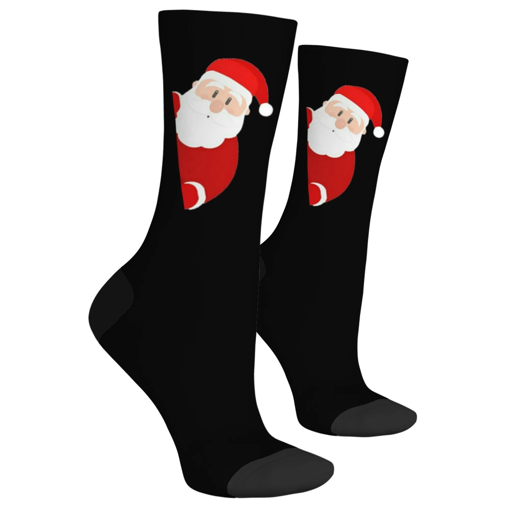 귀여운 만화 축제 스타일 남성용 크루 양말 빈티지 산타 & 순록 프린트 캐주얼 스트리트웨어 룩을 위한 편안한 양말