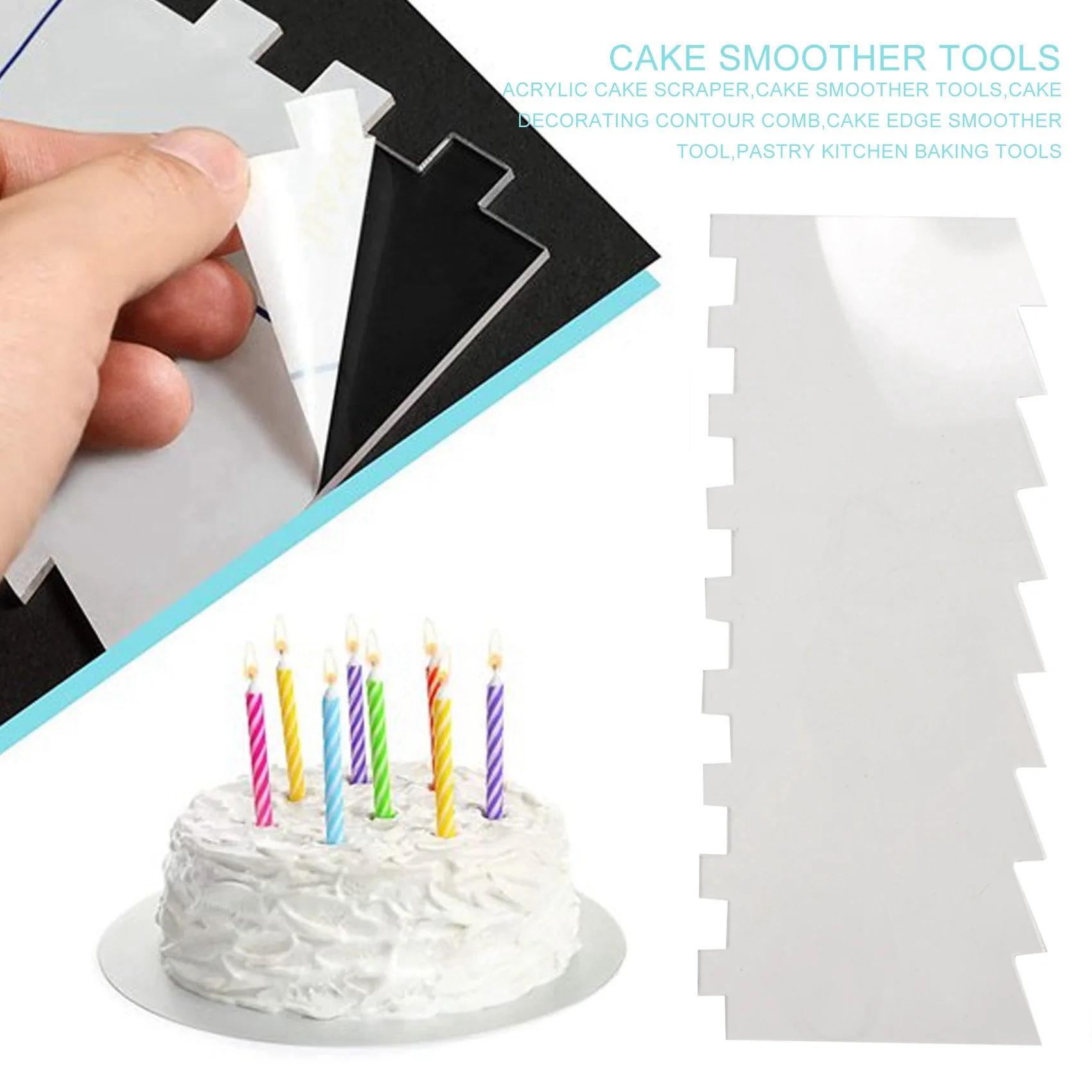 ABXF-6 قطع الاكريليك كعكة مكشطة تزيين كونتور مشط كعكة حافة أكثر سلاسة أداة المعجنات أدوات المطبخ الخبز في 11 أنماط